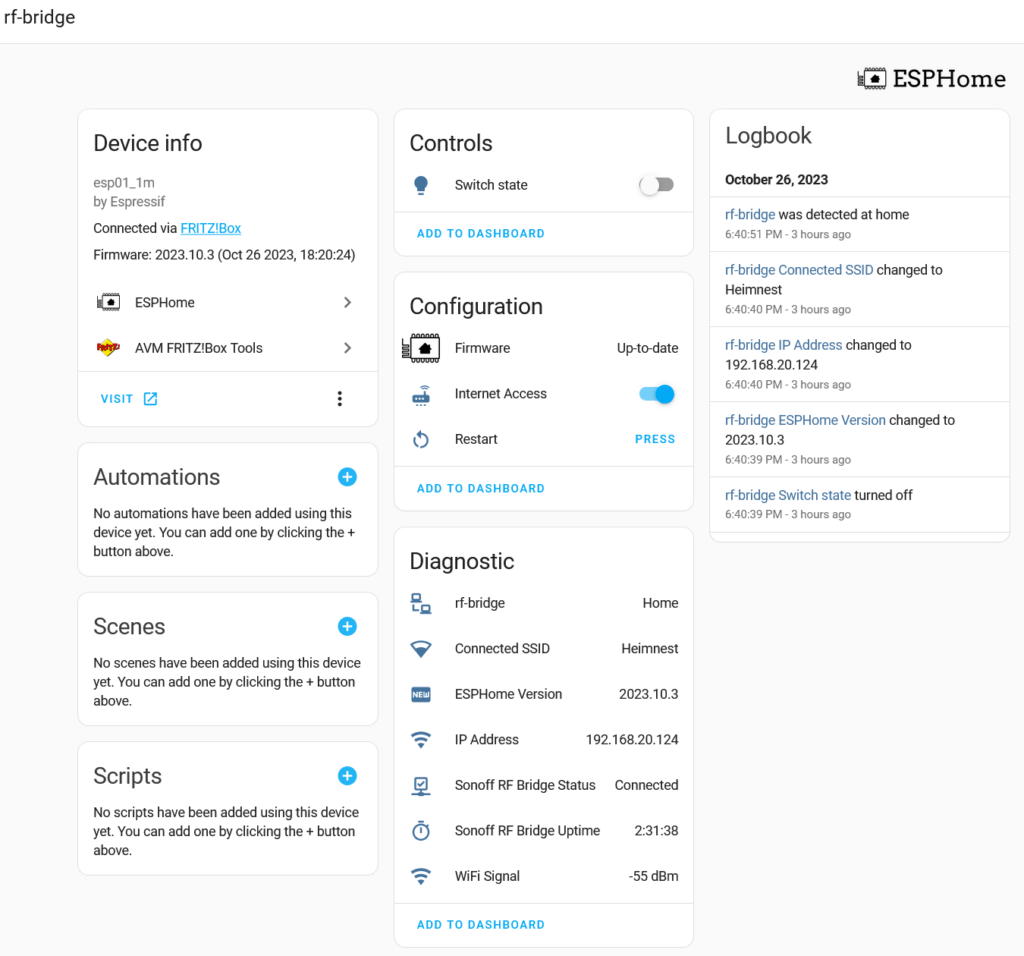 image 19 - So flasht man die Sonoff RF BridgeR2 mit ESPHome und integriert sie in Home Assistant